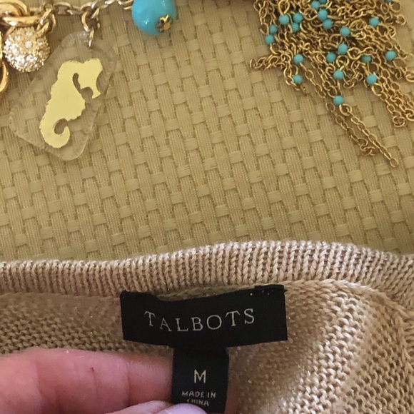 Talbots Reversible Gold Short Sleeve Sweater~M - Picture 7 of 7